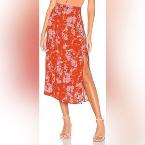 Free People Retro Love Floral A-Line Midi Skirt
